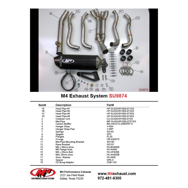 M4 RACE FULL SYSTEM WITH CARBON FIBER CANISTER 2007-08 Suzuki GSX-R1000