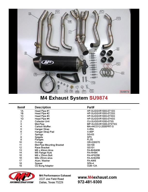 M4 RACE FULL SYSTEM WITH CARBON FIBER CANISTER 2007-08 Suzuki GSX-R1000