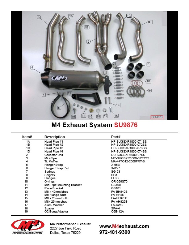 M4 RACE FULL SYSTEM WITH TITANIUM CANISTER 2007-08 Suzuki GSX-R1000