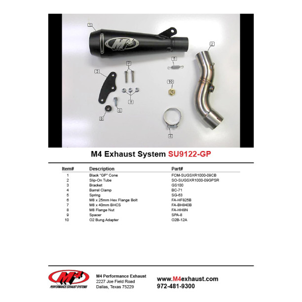 M4 Black GP Slip-On 2009-11 Suzuki GSX-R1000
