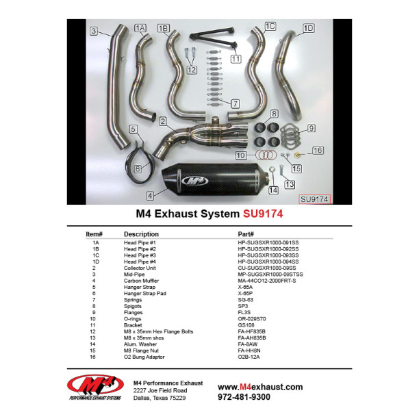 M4 FULL SYSTEM WITH CARBON FIBER CANISTER 2009-11 Suzuki GSX-R1000