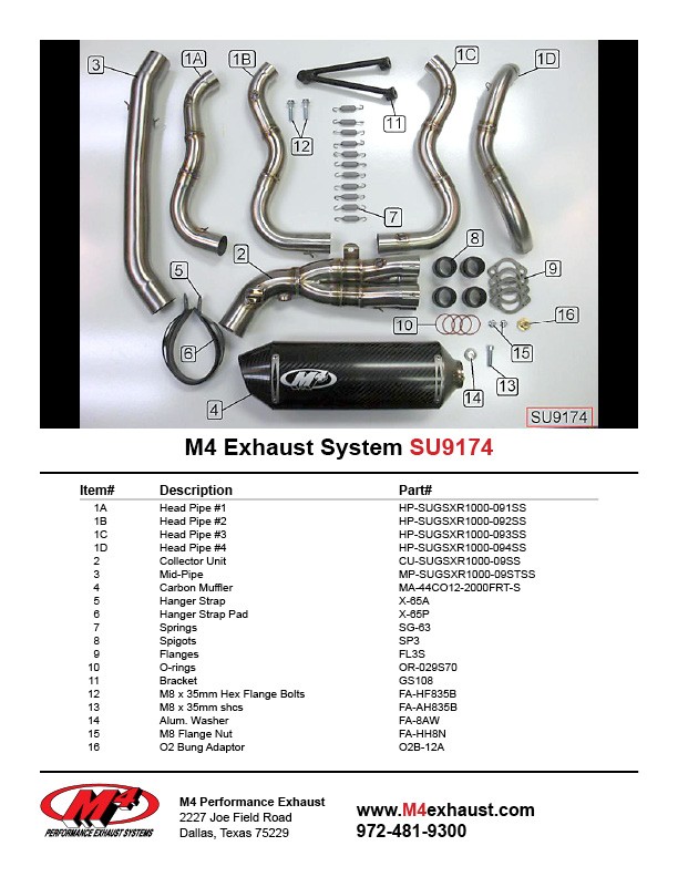 M4 FULL SYSTEM WITH CARBON FIBER CANISTER 2009-11 Suzuki GSX-R1000