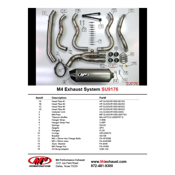 M4 FULL SYSTEM WITH TITANIUM CANISTER 2009-11 Suzuki GSX-R1000