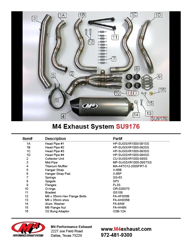 M4 FULL SYSTEM WITH TITANIUM CANISTER 2009-11 Suzuki GSX-R1000