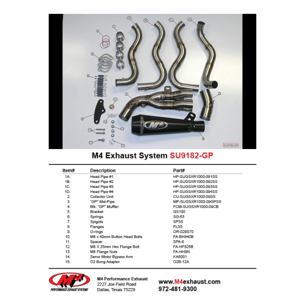 M4 FULL SYSTEM WITH BLACK GP CANISTER 2012-2016 Suzuki GSX-R1000