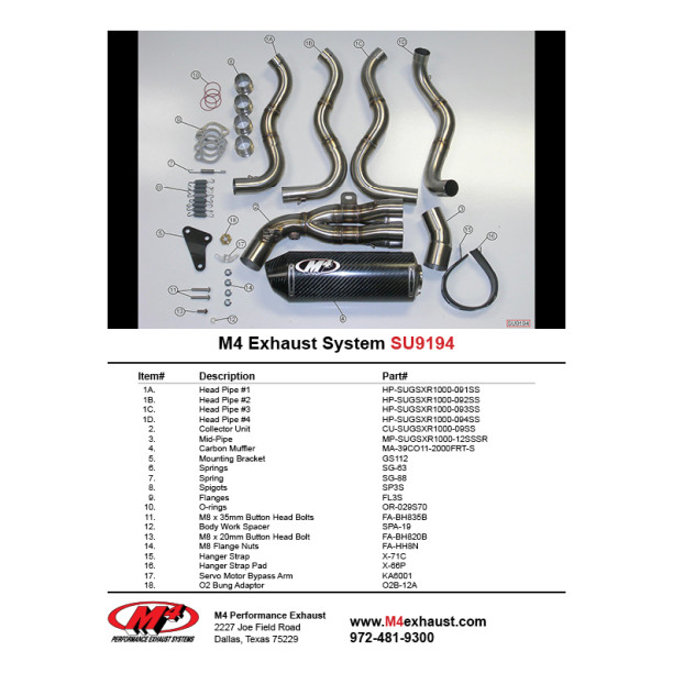 M4 FULL SYSTEM WITH CARBON FIBER MC36 CANISTER 2012-2016 Suzuki GSX-R1000
