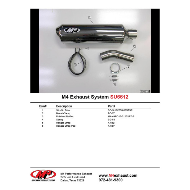 M4 SLIP-ON SYSTEM WITH POLISHED CANISTER - 2003 Suzuki SV650
