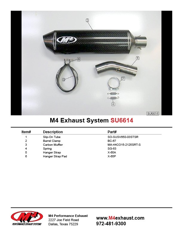 M4 SLIP-ON SYSTEM WITH CARBON FIBER CANISTER - 2003 Suzuki SV650