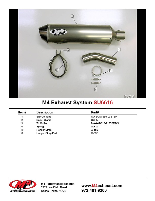 M4 SLIP-ON SYSTEM WITH TITANIUM CANISTER - 2003 Suzuki SV650