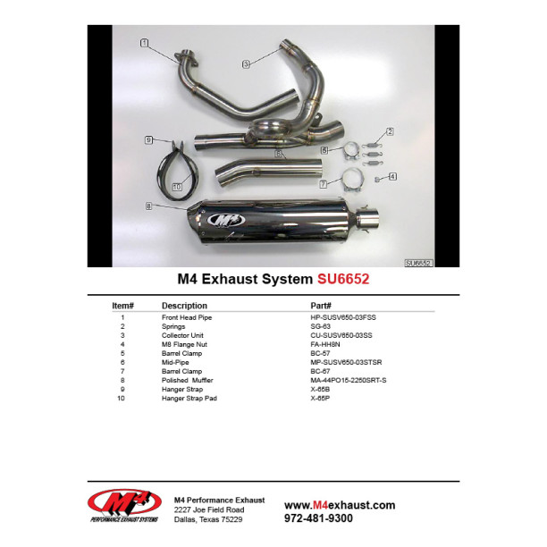 M4 FULL SYSTEM WITH POLISHED CANISTER - 2003 Suzuki SV650