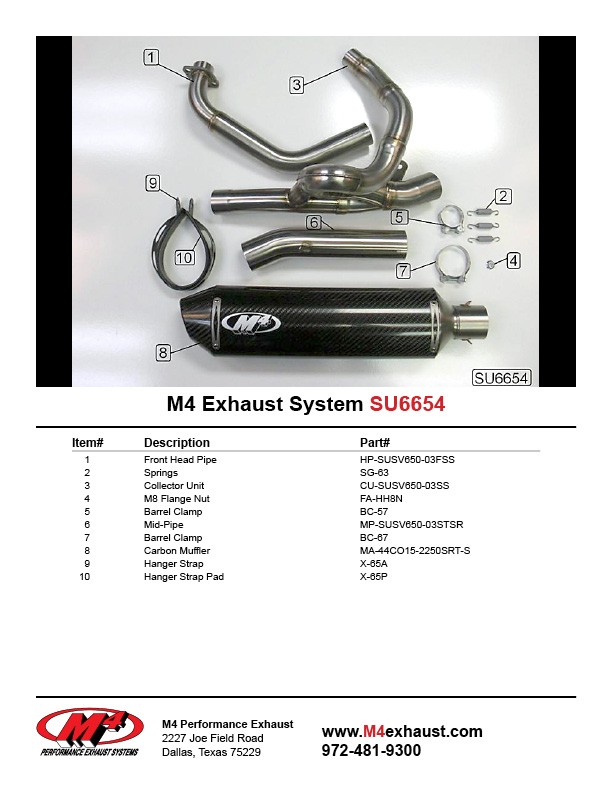 M4 FULL SYSTEM WITH CARBON CANISTER - 2003 Suzuki SV650