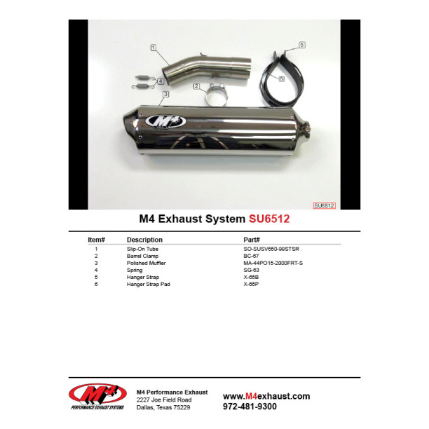 M4 SLIP-ON WITH POLISHED CANISTER 1999-02 Suzuki SV650