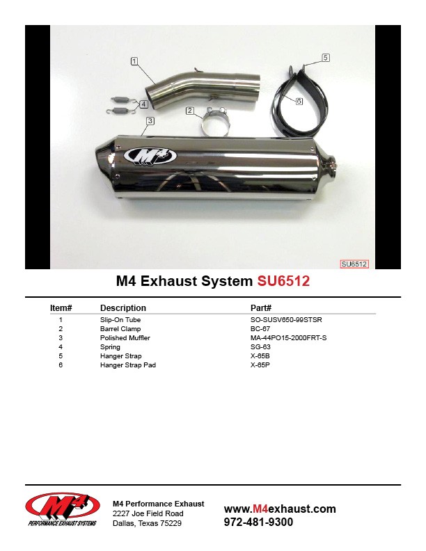 M4 SLIP-ON WITH POLISHED CANISTER 1999-02 Suzuki SV650