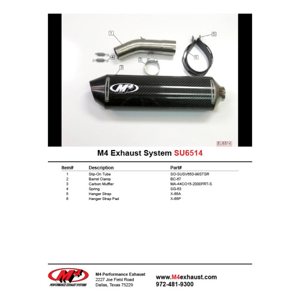 M4 SLIP-ON WITH CARBON FIBER CANISTER 1999-02 Suzuki SV650