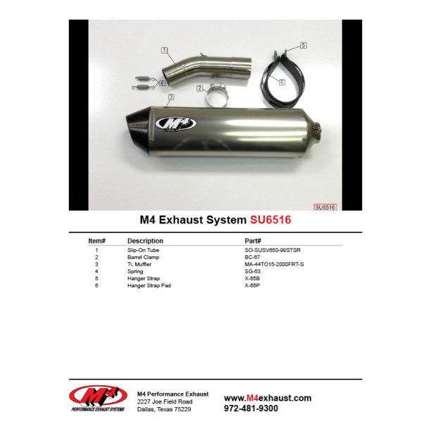 M4 SLIP-ON WITH TITANIUM CANISTER 1999-02 Suzuki SV650