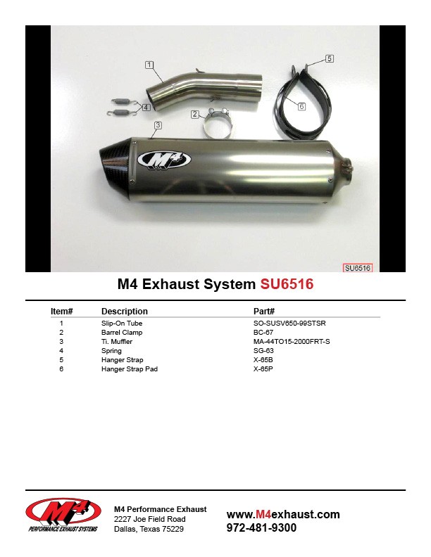 M4 SLIP-ON WITH TITANIUM CANISTER 1999-02 Suzuki SV650