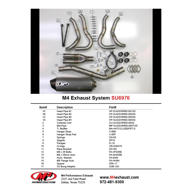 M4 Full System with Titanium Canister 2008-10 GSX-R600 M4 Full System with Titanium Canister 2008-10 GSX-R600