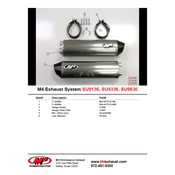 M4 BOLT-ON SYSTEM WITH DUAL TITANIUM CANISTERS 1998-00 Suzuki TL1000S M4 BOLT-ON SYSTEM WITH DUAL TITANIUM CANISTERS 1998-00 Suzuki TL1000S