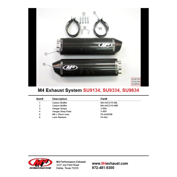 M4 BOLT-ON SYSTEM WITH DUAL CARBON FIBER CANISTERS 1998-00 Suzuki TL1000S