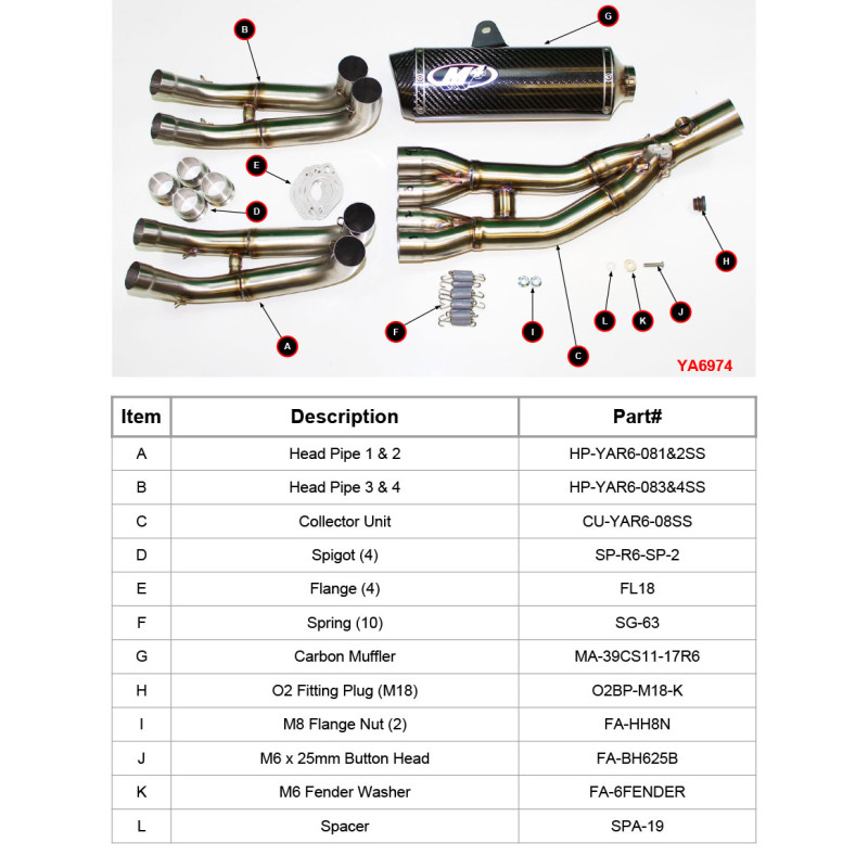 M4 FULL SYSTEM WITH CARBON FIBER X96 CANISTER 2006-2020 Yamaha R6
