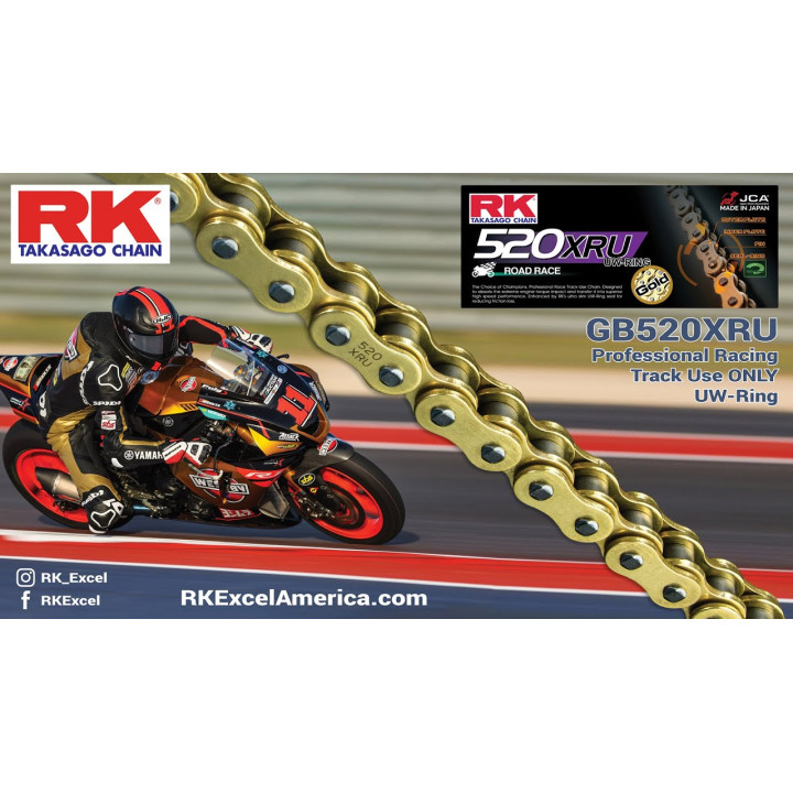 RK Takasago XRU MotoGP Racing Chain - 520 - 120 Link - UW-Ring RK Takasago XRU MotoGP Racing Chain - 520 - 120 Link - UW-Ring