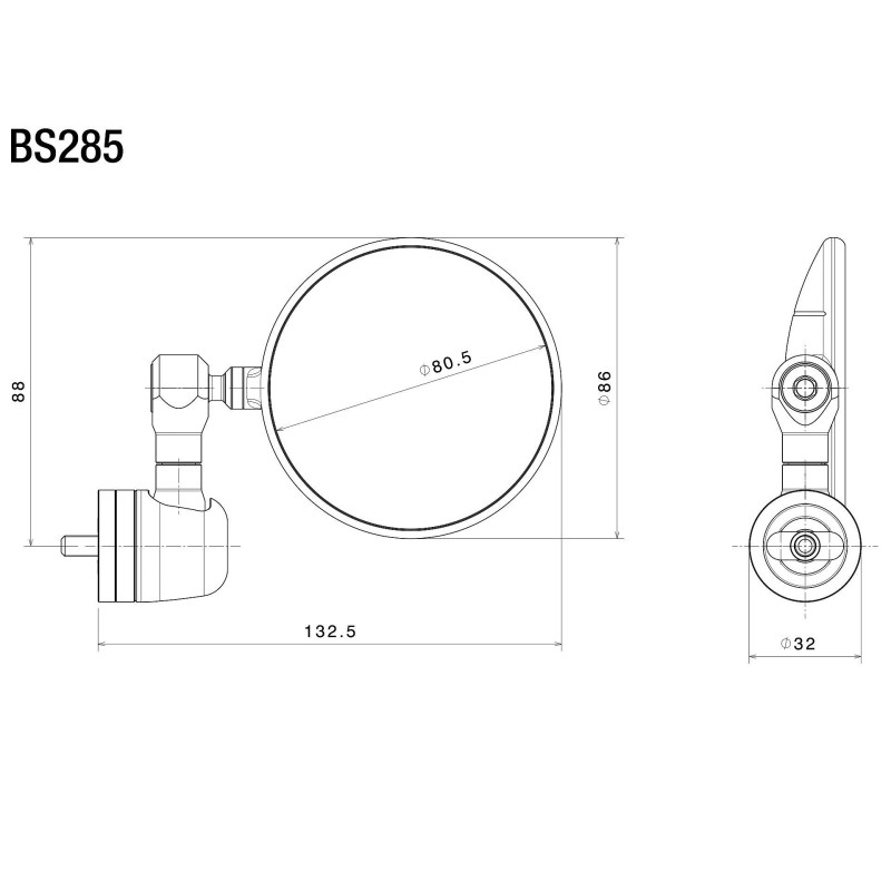 Rizoma Spy-R Bar End Mirror | 80mm | Black