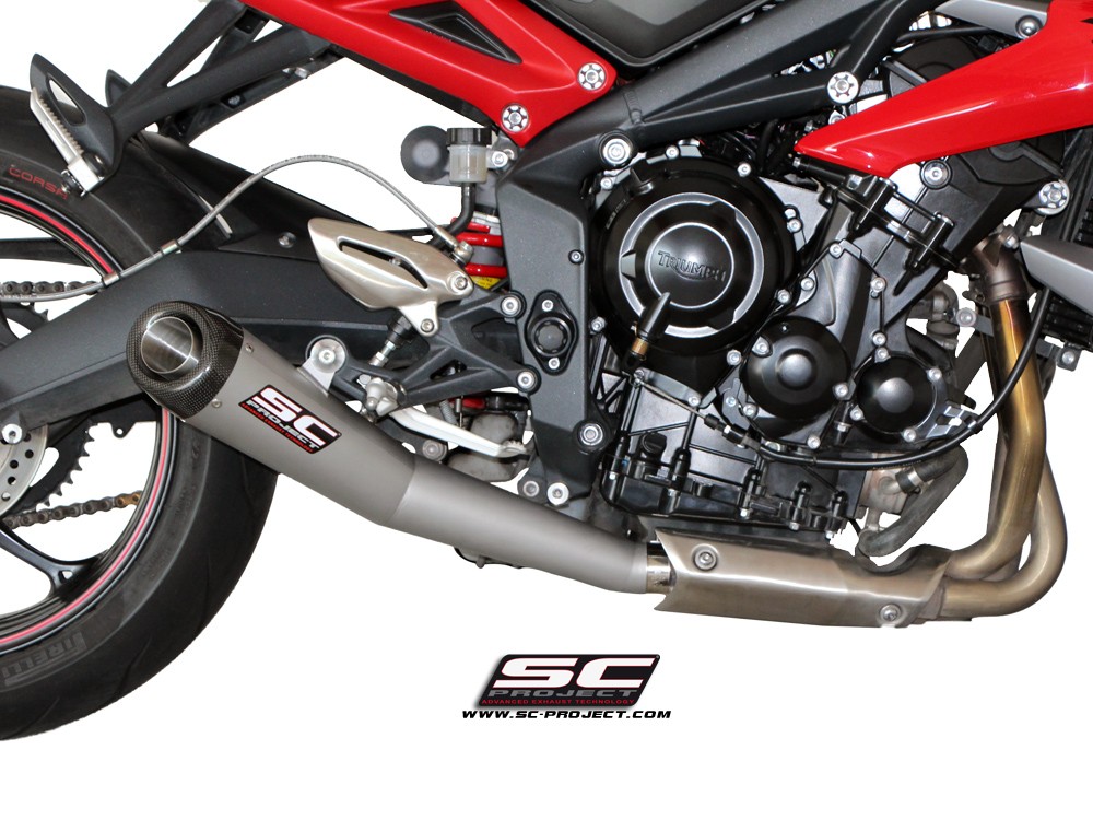 SC-Project Conic Matte Grey Slip On Triumph Street Triple / R / RX  2013-2016