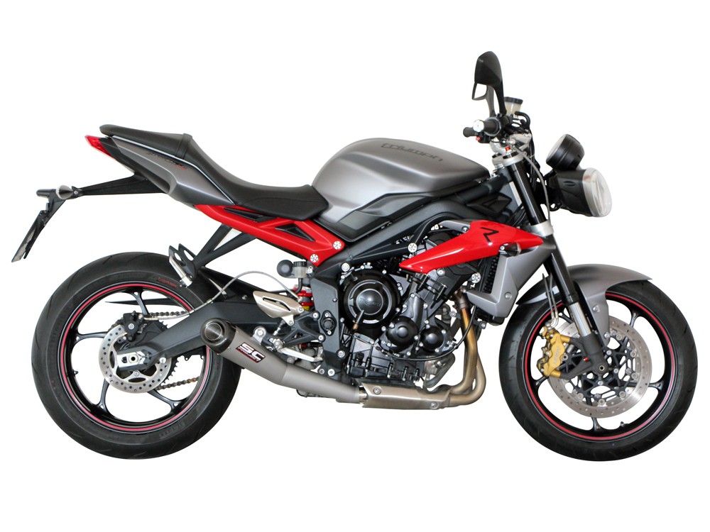 SC-Project Conic Matte Grey Slip On Triumph Street Triple / R / RX  2013-2016