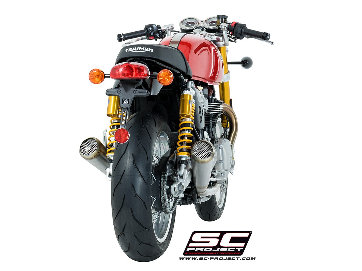 SC-Project Dual Conic "70s Style" Slip Ons Triumph Thruxton R 2016-2017