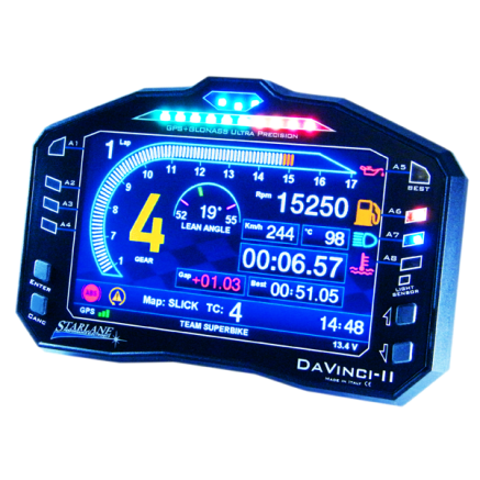 Starlane Davinci-II S Digital Color Dash, Lap Timer & Data Logger - Aprilia, BMW, Ducati, Honda, Kawasaki, Suzuki, Yamaha