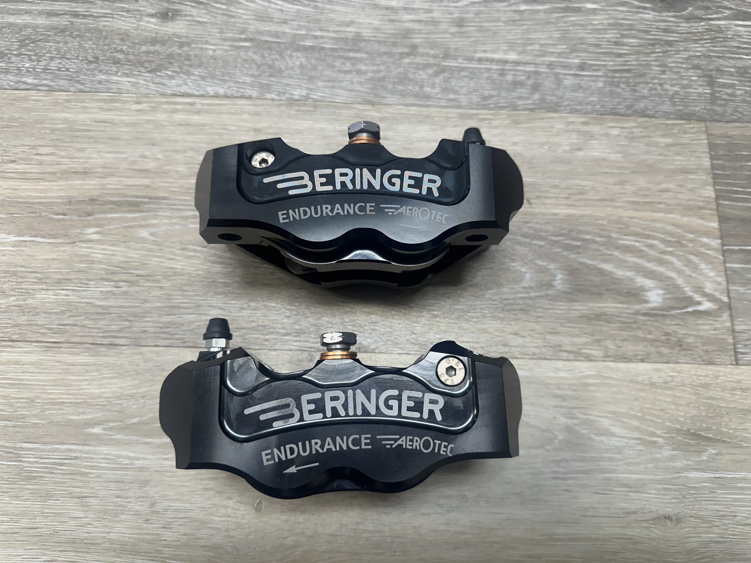 Beringer 108mm Aerotec Billet Radial Endurance Calipers - Titanium Pistons with Magnets - Black - Test Fitted