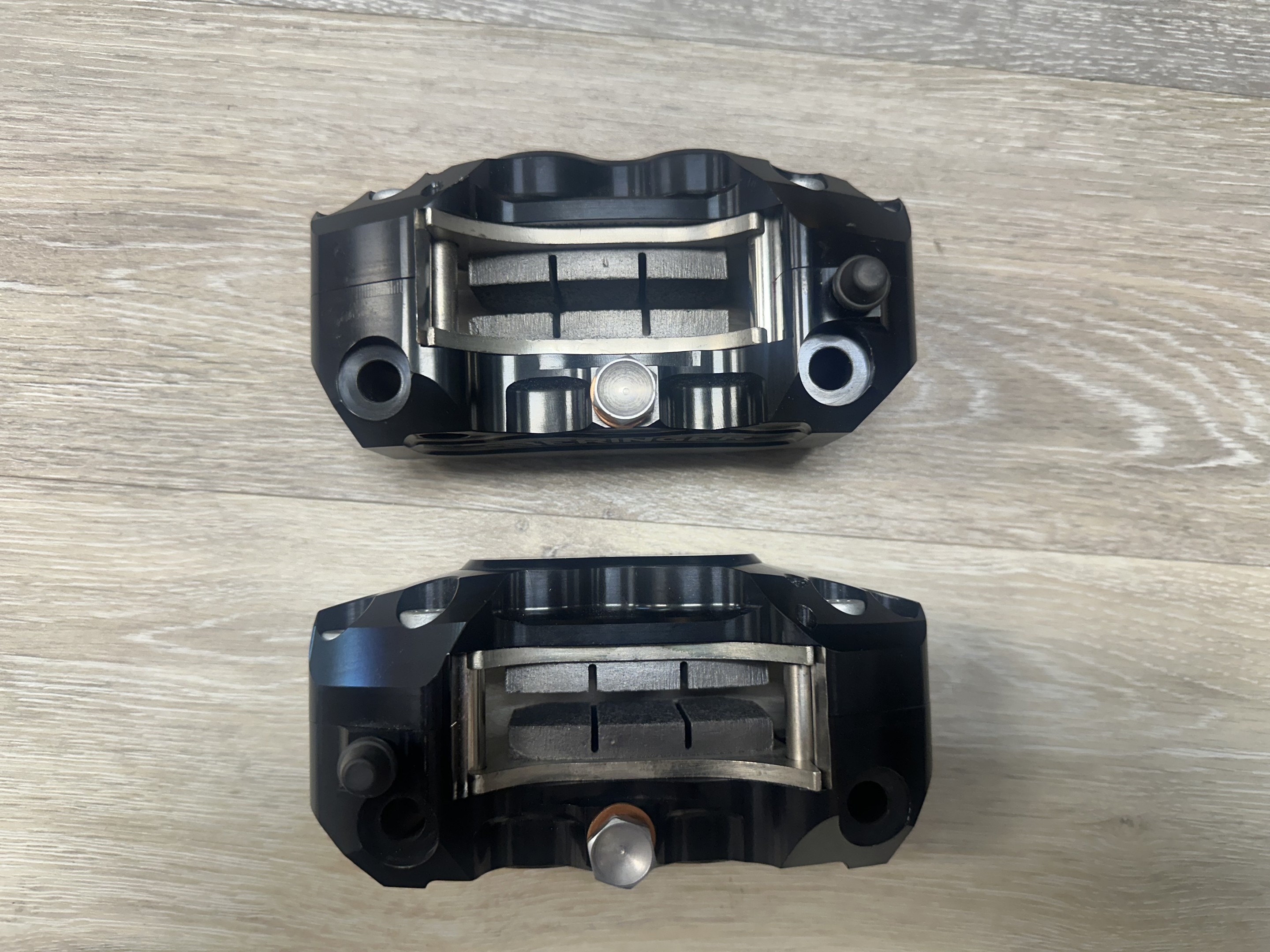 Beringer 108mm Aerotec Billet Radial Endurance Calipers - Titanium Pistons with Magnets - Black - Test Fitted