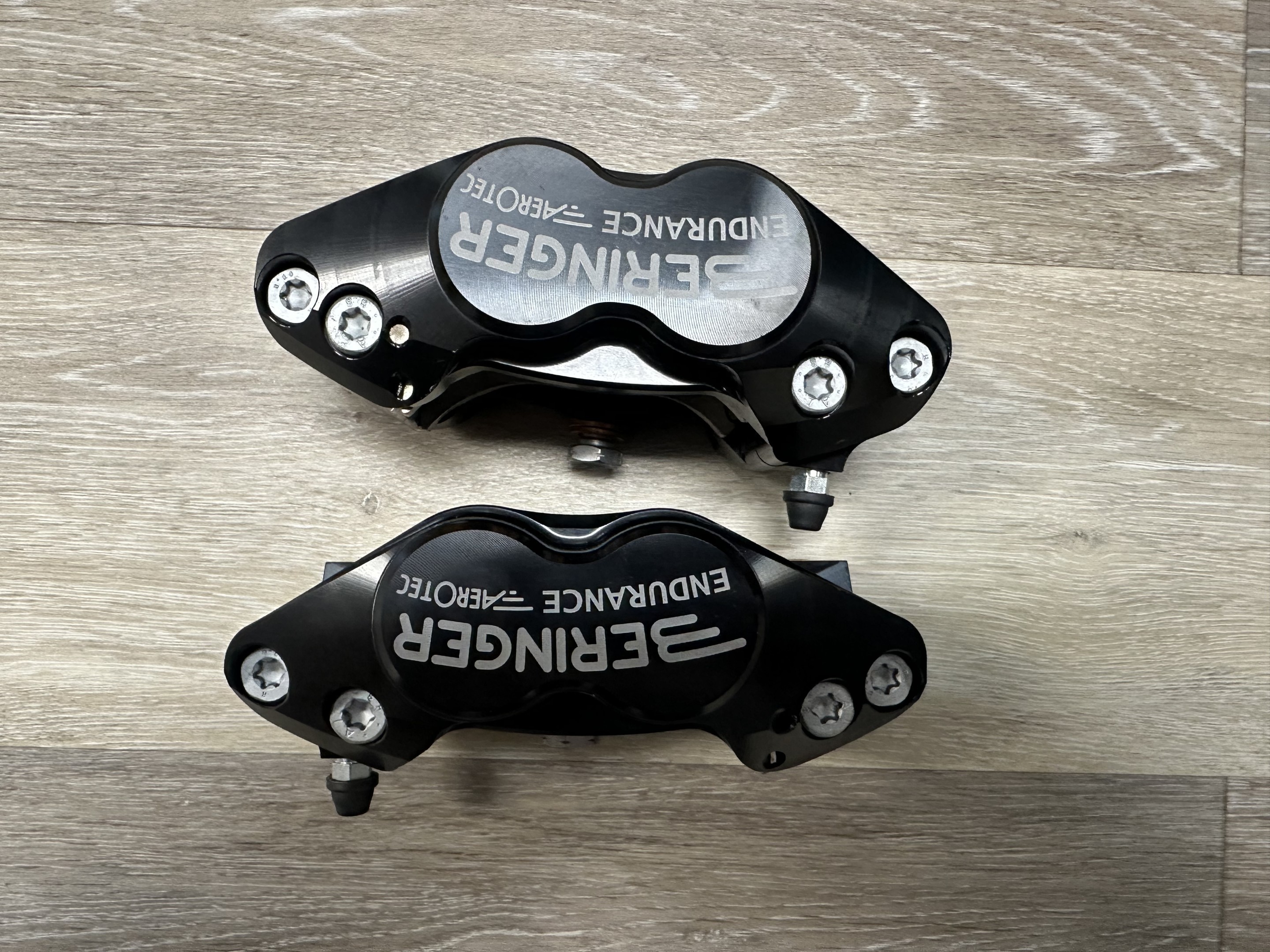 Beringer 108mm Aerotec Billet Radial Endurance Calipers - Titanium Pistons with Magnets - Black - Test Fitted