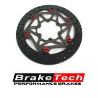 BrakeTech Cobra / Stainless Steel 320mm x 5mm AXIS Over-Size Kit w/ Hard Anodized Carriers, For Ducati HyperMotard 1100 and 796 BrakeTech Cobra / Stainless Steel 320mm x 5mm AXIS Over-Size Kit w/ Hard Anodized Carriers, For Ducati HyperMotard 1100 and 796