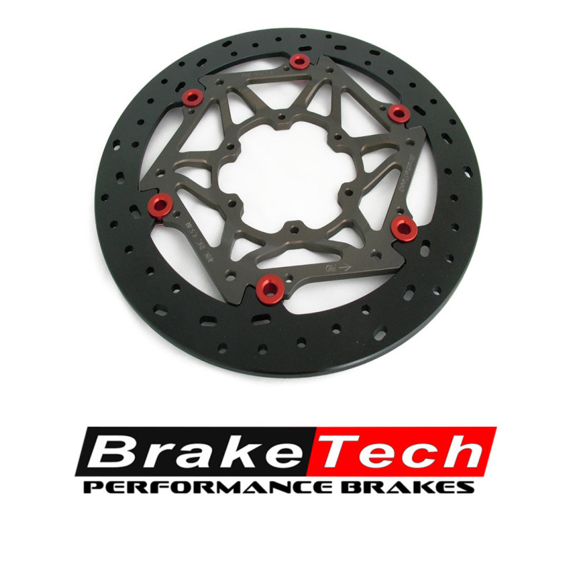 BrakeTech Ferodo Stainless Steel 320 Front Left and Right Rotors w / Billet Aluminum Adaptors and Hardware For Kawasaki ZX6R 1998 - 2002 BrakeTech Ferodo Stainless Steel 320 Front Left and Right Rotors w / Billet Aluminum Adaptors and Hardware For Kawasaki ZX6R 1998 - 2002