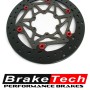 BrakeTech Ferodo Stainless Steel 320 Front Left and Right Rotors w / Billet Aluminum Adaptors and Hardware For Kawasaki ZX6R 1998 - 2002