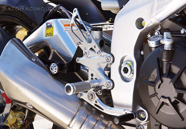 Sato Racing Rearsets  - Silver 12-13 Aprilia Tuono V4 APRC