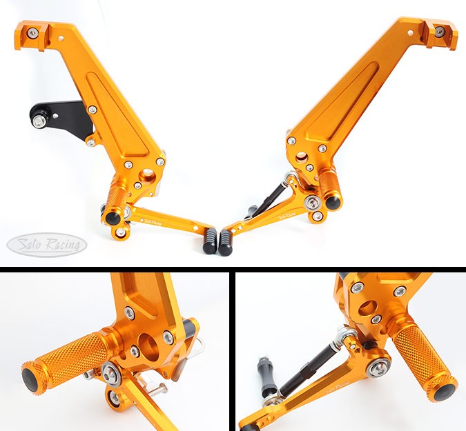 Sato Racing Adjustable Rearsets + Tandem Brackets - Standard Shift - 2016-2019 Honda MSX125SF Grom