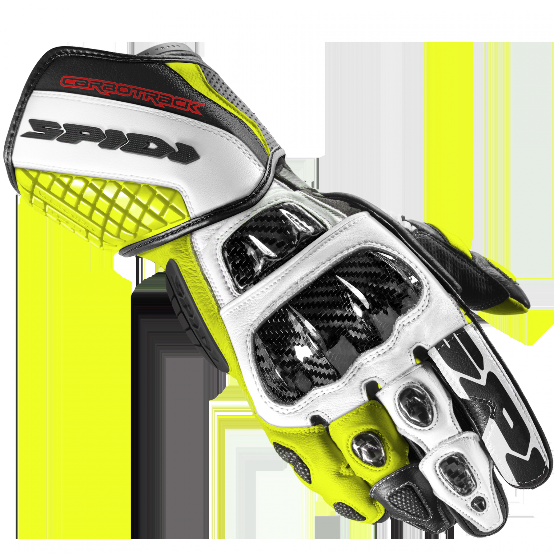 Spidi Carbo Track Evo Gloves -  Black / White / Hiviz Yellow