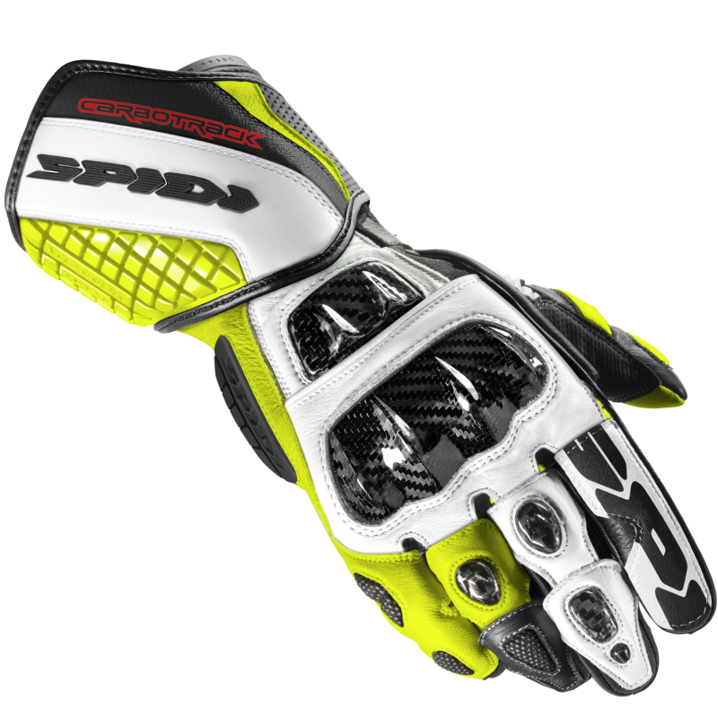 Spidi Carbo Track Evo Gloves -  Black / White / Hiviz Yellow