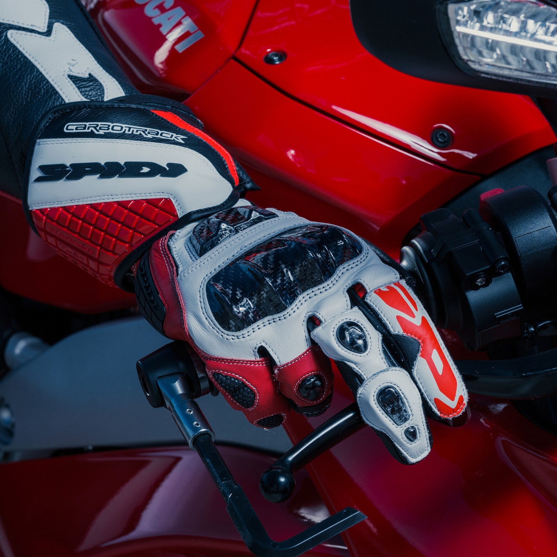 Spidi Carbo Track Evo Gloves -  Red / Black / White