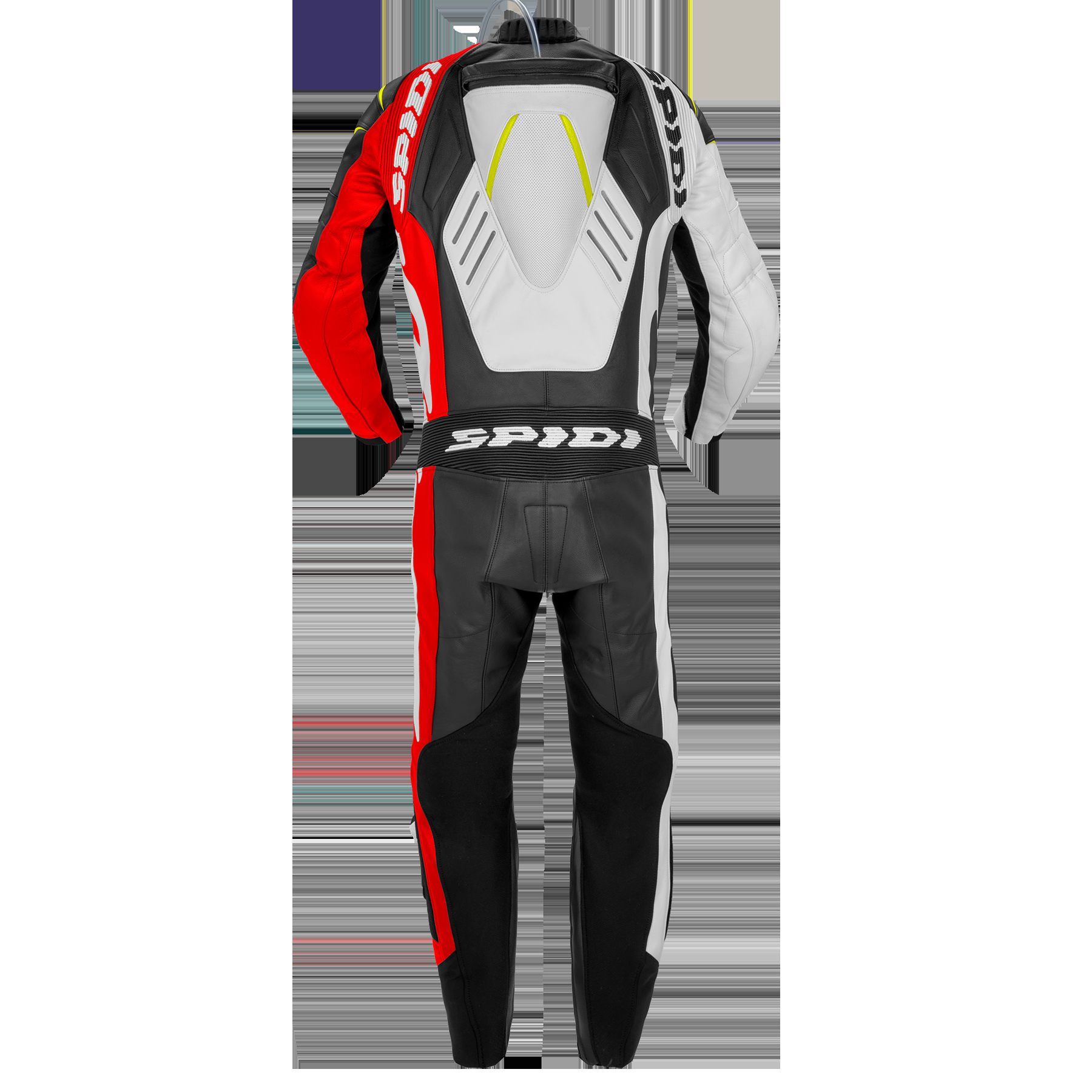 Spidi Track Wind Pro Leather Perforated Suit - Black / Red / Fluorescent Yellow