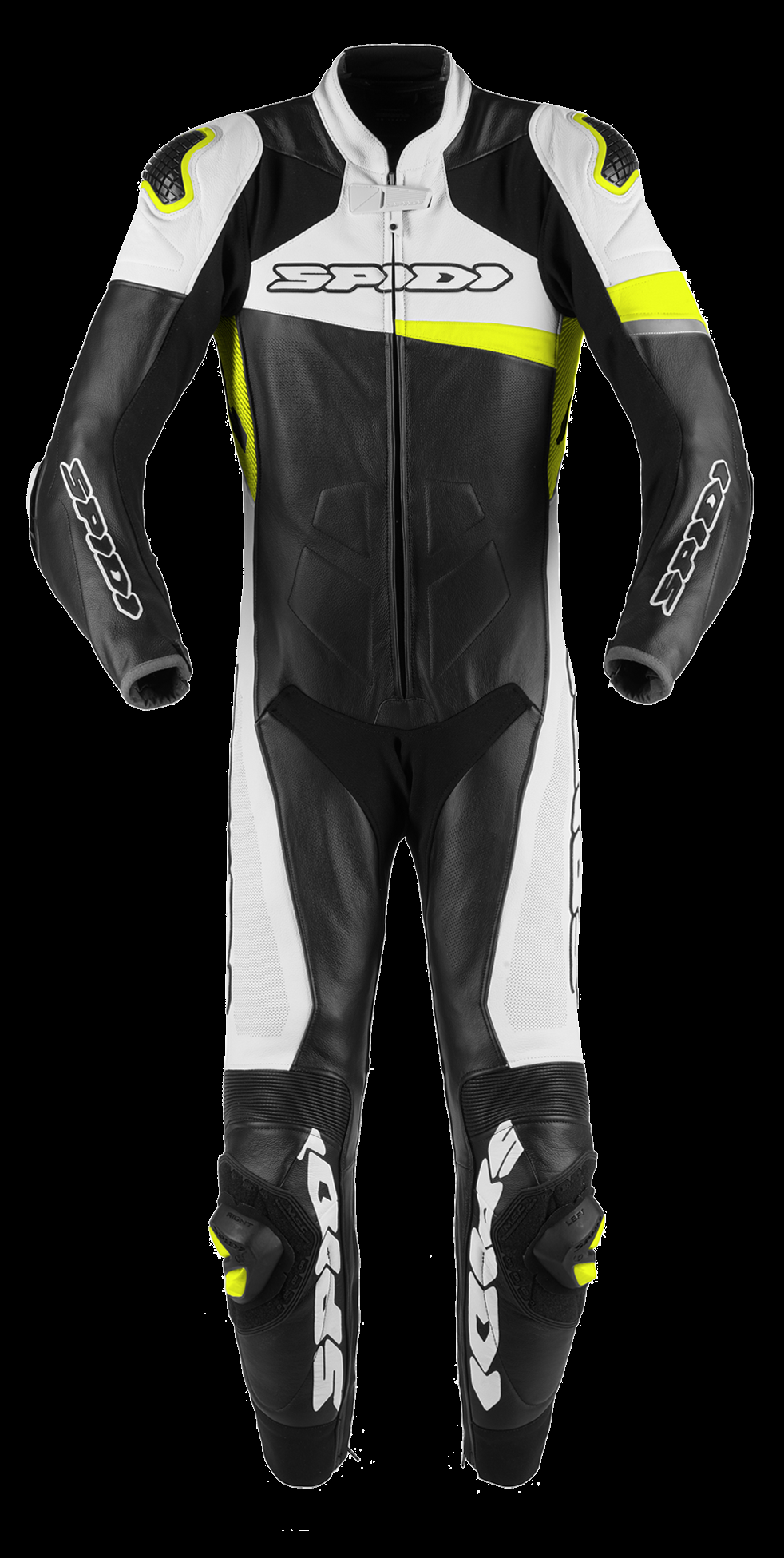 Spidi Warrior Perforated Pro Leather Race Suit -  Black / White / Yellow