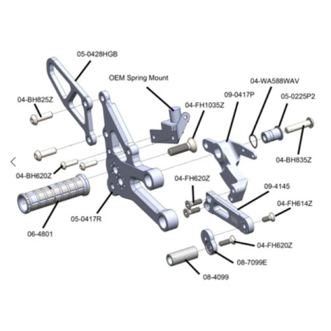 Woodcraft Complete Rearsets | Standard / GP Shift | Yamaha | YZF-R7 (2022-2025)