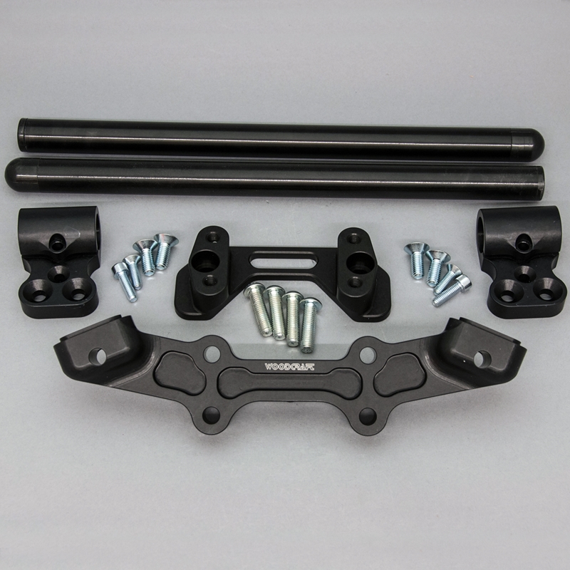 Woodcraft Clip On Adapter Plate w/ XL Black Bars - 1.5" Rise - Ducati Monster 821 (2014-17) Woodcraft Clip On Adapter Plate w/ XL Black Bars - 1.5" Rise - Ducati Monster 821 (2014-17)