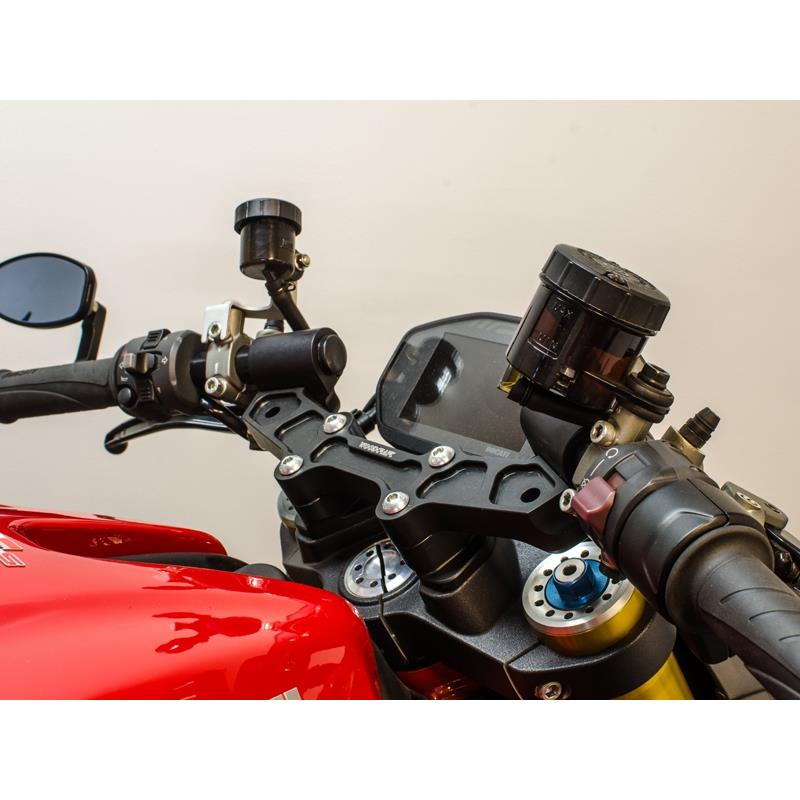 Woodcraft Clip On Adapter Plate w/ XL Black Bars - 1" Rise - Ducati Monster 821 (2014-17) Woodcraft Clip On Adapter Plate w/ XL Black Bars - 1" Rise - Ducati Monster 821 (2014-17)