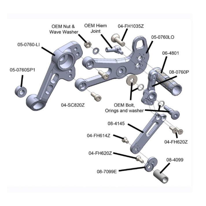 Woodcraft Rearset Kit - Complete STD / GP Shift W/Pedals - Aprilia RS660 (2021-23)
