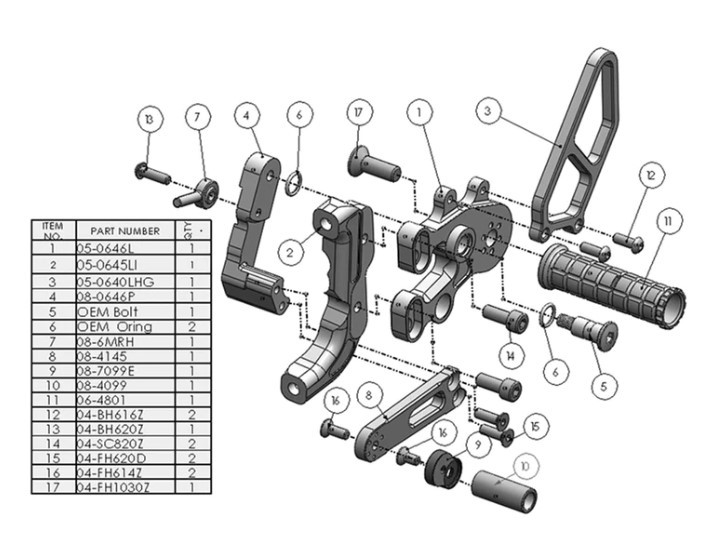 Woodcraft Rearset Kit - Complete GP Shift  - Ducati Panigale 899 / 959 / 1199 / 1299
