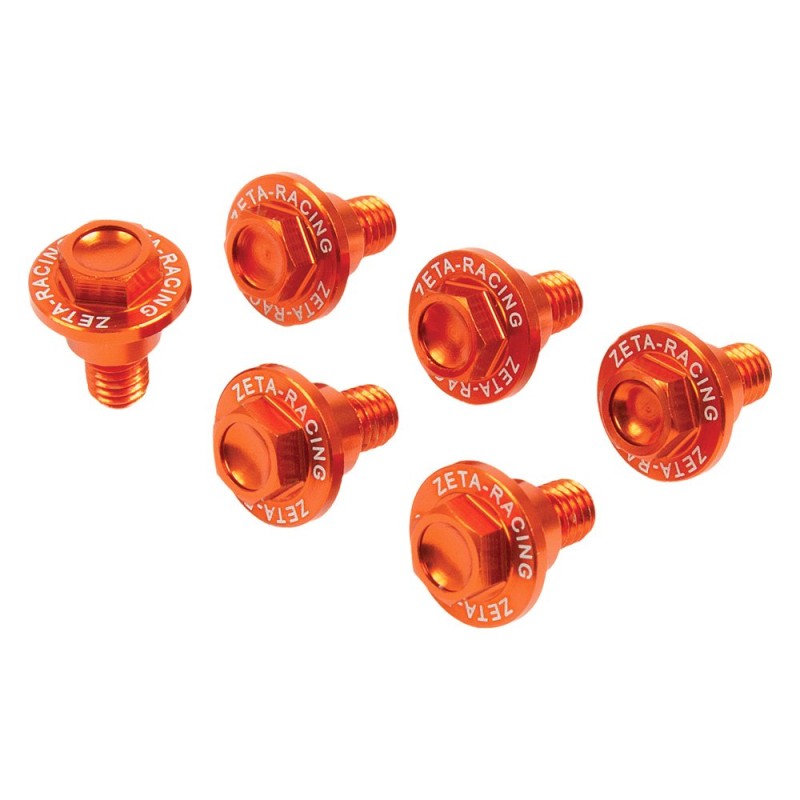 Zeta Racing Billet Aluminum Fork Guard Bolt Set Orange KTM Models