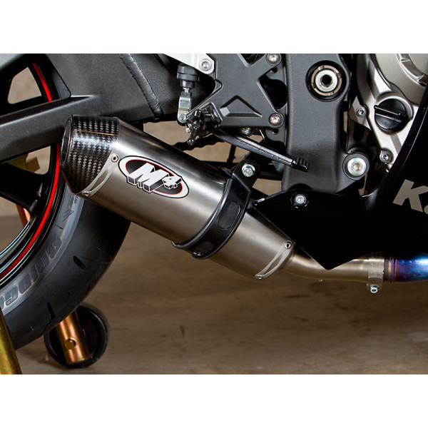 M4 Street Slayer Slip On 2011-2015 Kawasaki ZX-10R Titanium or Carbon Fiber Canister